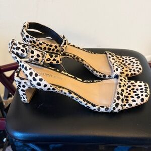 Gianni Bini Leopard Print Slingback Heels in Black and Cream